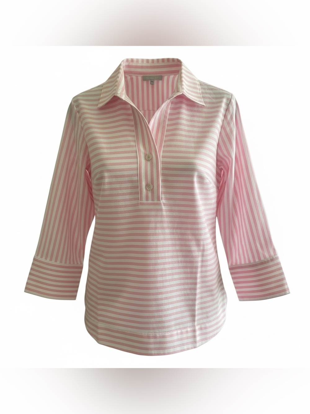 Hinson Wu Pink & White Striped Popover Blouse Size 6